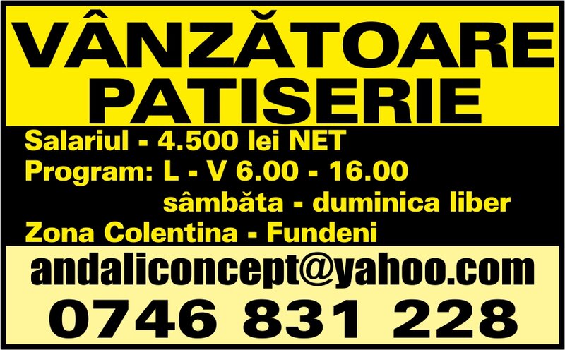 Vanzatoare pentru patiserie